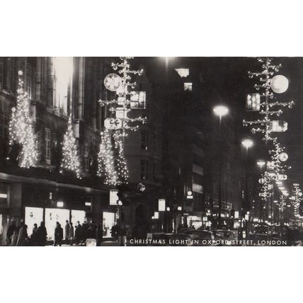 Christmas Lights In Oxford Street London Real Photo Postcard