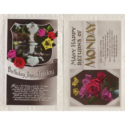 Many Happy Returns of Monday Friday 2x Greetings Postcard