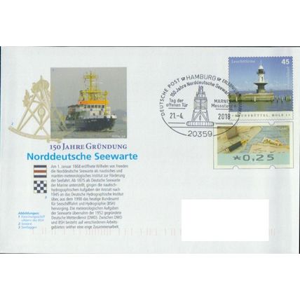 Germany pmk. Hamburg '150th ann. of Hydrographic Agency' 2018