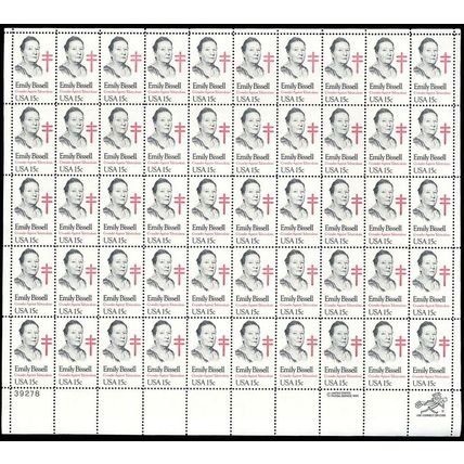 Emily Bissell Full 15 cent Sheet of 50 Stamps Scott 1823