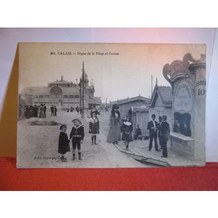 DIGUE DE LA PLAGE ET CASINO, CALAIS, France used antique postcard. 1920 pm #