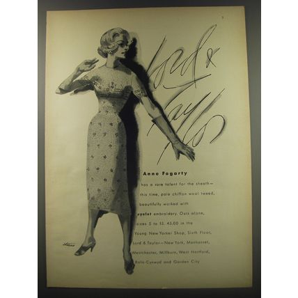 1956 Lord & Taylor Anne Fogarty Dress Advertisement