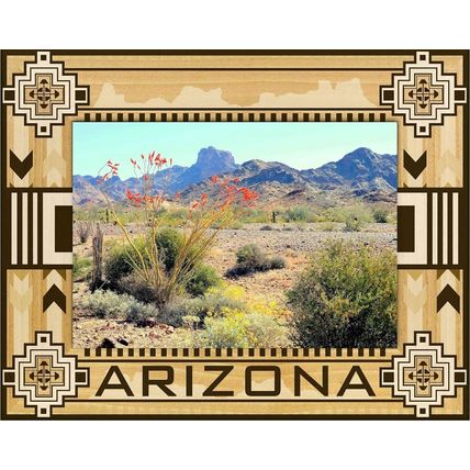 Arizona Southwestern Style Laser Engraved Wood Picture Frame Landscape (8 x 10)