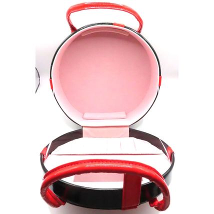 Black & Red Trimming, Handles & Bow Jewellery Box Case 9.5 with Mirror Gift