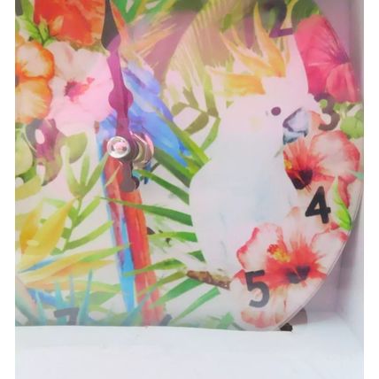 Cockatoo & Parrot Wall Clock Round Glass 17 CM Time Gift Home Decor