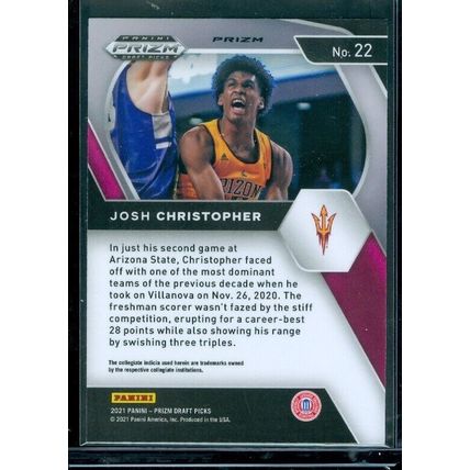 2021-22 Panini Prizm Draft Picks Prizms Ruby Wave #22 Josh Christopher
