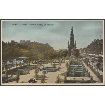 Princes Street, Looking West, Edinburgh, c.1940 - ETW Dennis Postcard
