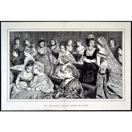 PEERESSES’ GALLERY, HOUSE OF LORDS 1872 Francis Wilfred Lawson ANTIQUE ENGRAVING