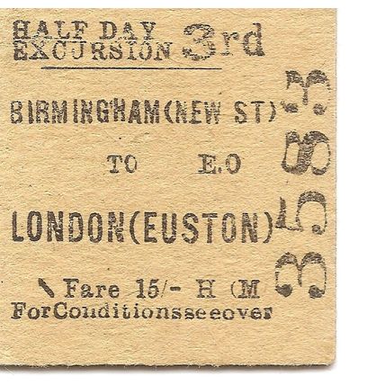 B.R. Edmondson Ticket - Birmingham New Street to London Euston