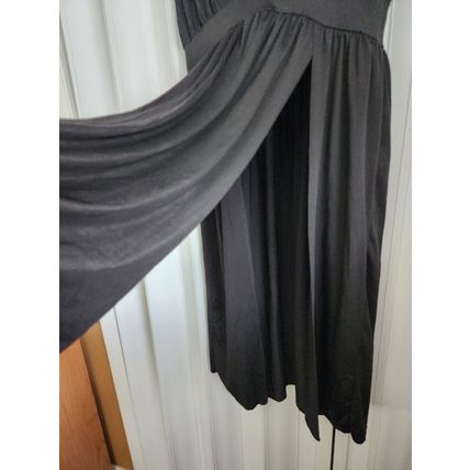 Women's Black Polyester Cotton 1 Piece Long Split Sleeveless Lingerie Size XL