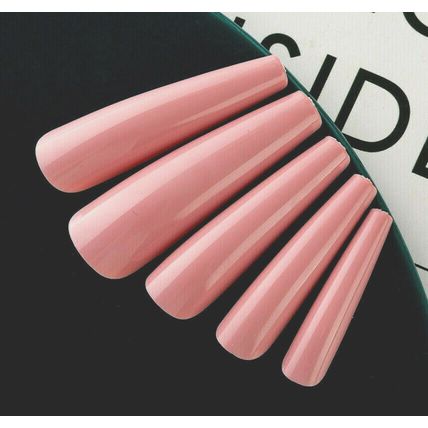 24 False Nails Extra Long Princess Pink Coffin Glossy Press On set manicure fake