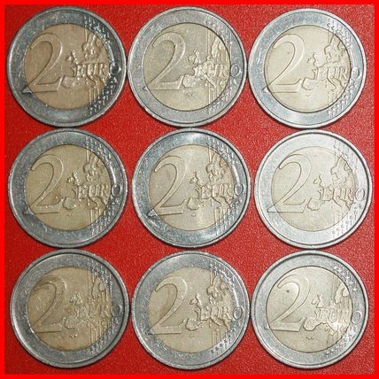 Ⰶ 9 COMMEMORATIVE COINS: EUROPEAN UNION ★ 2 EURO 2004-2018★LOW START★NO RESERVE
