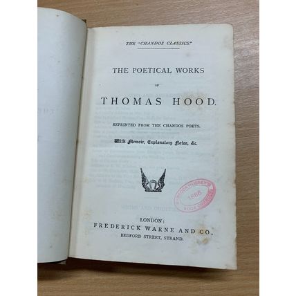 c1886 THE POETICAL WORKS OF THOMAS HOOD ANTIQUE HARDBACK BOOK (P3)