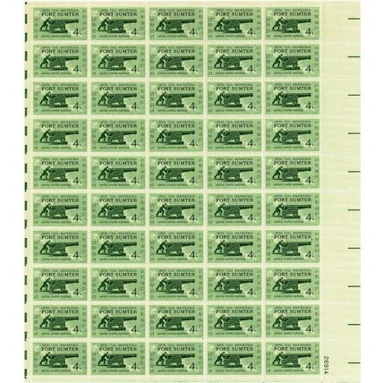 Civil War Fort Sumter Sheet of Fifty 4 Cent Postage Stamps Scott 1178