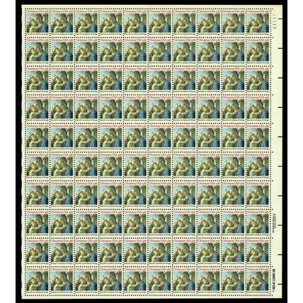 Madonna And Child Christmas Sheet of One Hundred 20 Cent Stamps Scott 1939