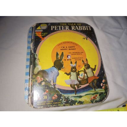 1955 Magic Talking Book: The Tale of Peter Rabbit! The Record IS the Book! $20.0