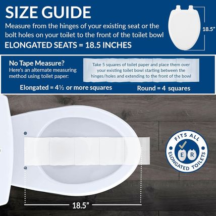 Mayfair Cassel Slow Close Toilet Seat, Easy Clean, Non Slip Premium Wood Seat, E