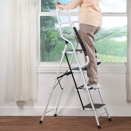 Wiberwi 4 Step Ladder with Handrails 500 Lb Capacity Step Stool Folding Portable