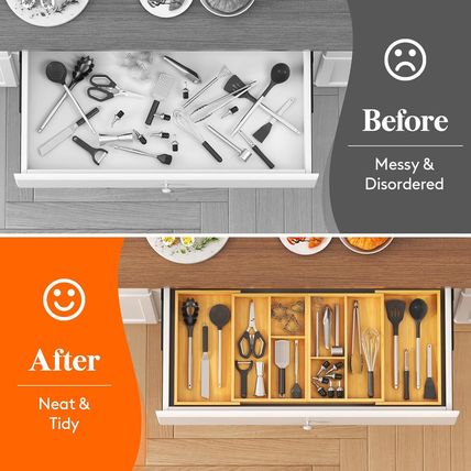 Lifewit Large Utensil Organizer for Kitchen Drawer, Expandable 21.4 to 36 Inches