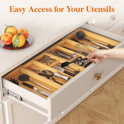 Lifewit Large Utensil Organizer for Kitchen Drawer, Expandable 21.4 to 36 Inches