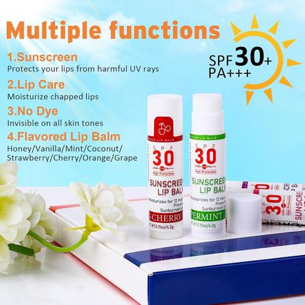 SPF 30 Lip Balm with Sunscreen, SPF Lip Balm Bulk Travel Size-16 Pack, Hydrating