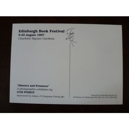 Edinburgh Book Festival 1997 Absence and Presence Luis Poirot colour Postcard