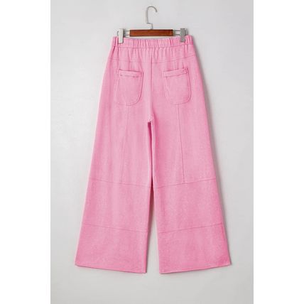 Bonbon Mineral Wash Exposed Seam Drawstring High Waist Wide Leg Cargo Pants