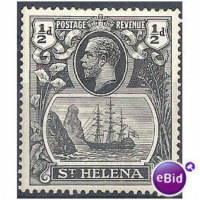 St Helena 1923 SG97g 1/2d Grey-Black & Black Mounted Mint .