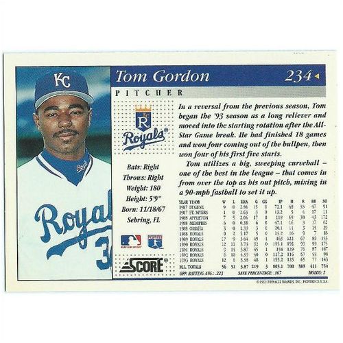 1994 Score - #234 - Tom Gordon