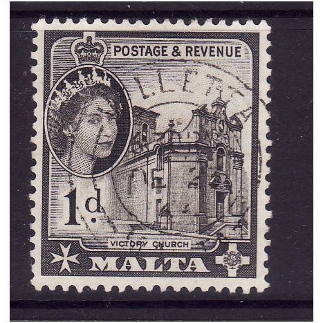 MALTA 1956 1d BLACK SG 268 FINE USED#2