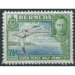 Bermuda 1943 SG114c 7 1/2d Black, Blue & Yellow-Green Mounted Mint ... .