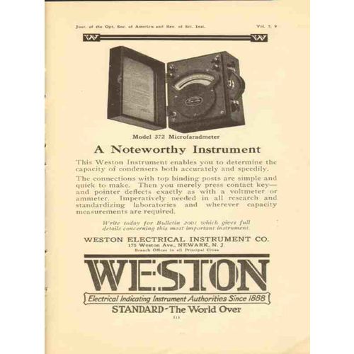 weston electrical instrument company 1923 noteworthy vintage ad