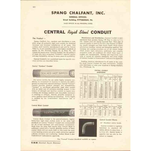 spang chalfant inc 1943 central rigid steel conduit vintage catalog