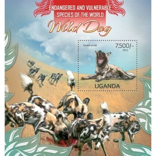 UGANDA 2013 SHEET MNH WILDLIFE WILD DOGS WILDE HUNDEN CANI SELVATICI CHIENS 2A