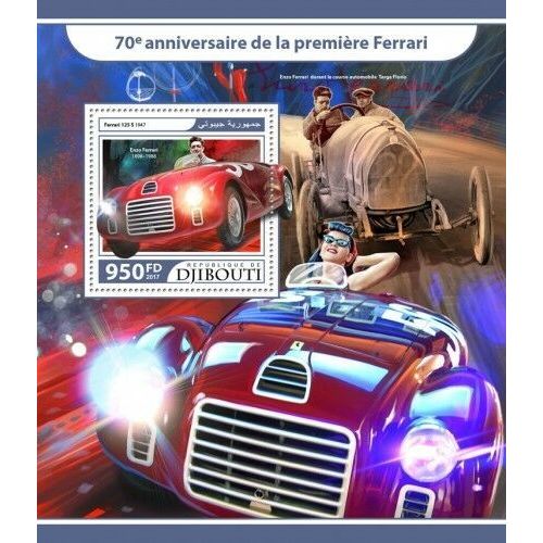 DJIBOUTI 2017 SHEET MNH ANNIVERSARY OF FERRARI CARS COCHES AUTOS 2A