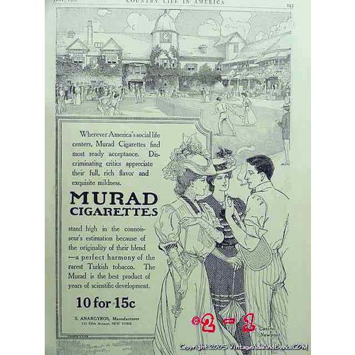 MURAD CIGARETTES 1906 Casino Newport RI social life center vintage ad