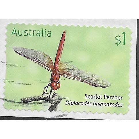 AUS 2017 $1.00 (S/A) 'DRAGONFLIES -SCARLET' (ON PAPER) FINE USED (EBID64-096)