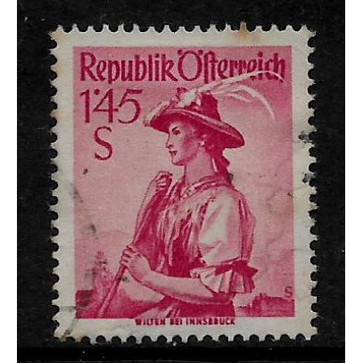 AUSTRIA 1948 PROVINCIAL COSTUMES 1s.45 RED SG 1130 FINE USED#