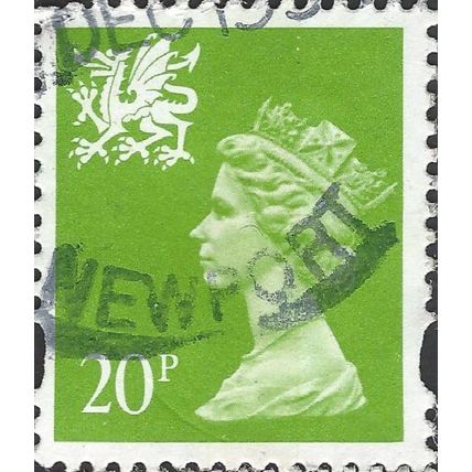 WALES, QE II, Machin, green-yellow 1996, 20p