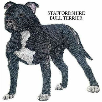 Staffordshire Bull Terrier Dog Embroidered Iron On/Sew Patch [5" x 4.5"]