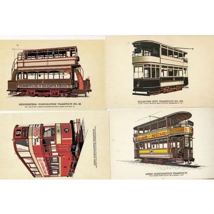 Bradford Huddersfield Leeds Dewsbury Road City Tramways 4x Bus Postcard s