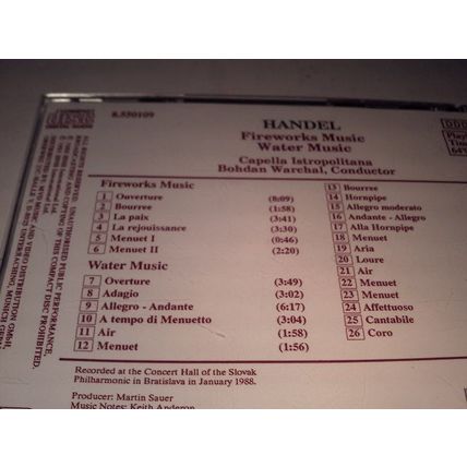 HANDEL - FIREWORKS MUSIC / WATER MUSIC- CD ALBUM1988 - 1DISC