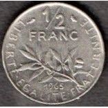 Coins. France 1965. 1/2 Franc Value