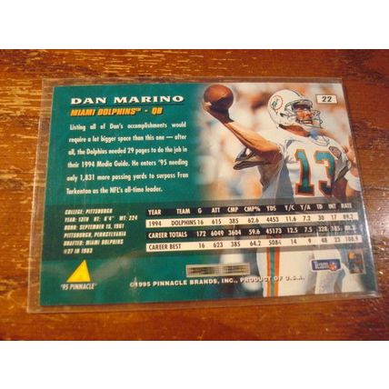 1995 Pinnacle, 4-Cards, DAN MARINO, Dolphins, HOF, #22