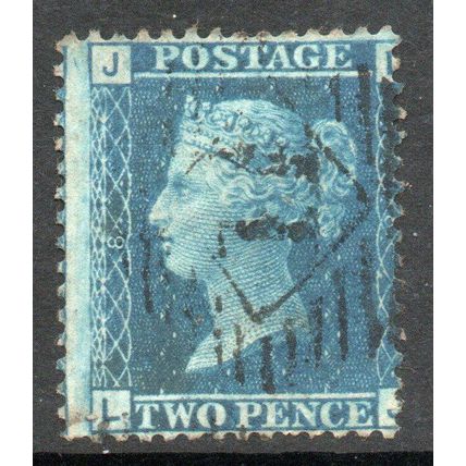 Sg45 2d BLUE plate 8 FINE USED " L J " (BLUES)