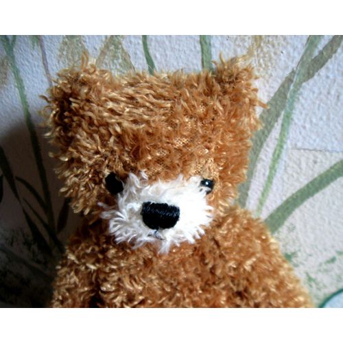 13" Golden Brown & Cream Teddy Bear with Curly "Fur"