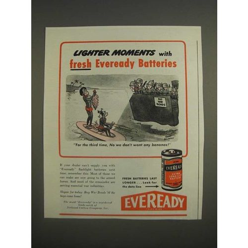1944 Eveready Batteries Ad - cartoon by Henry Boltinoff