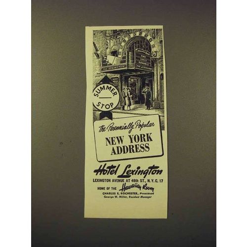 1948 Hotel Lexington Ad - Perennially Popular Address