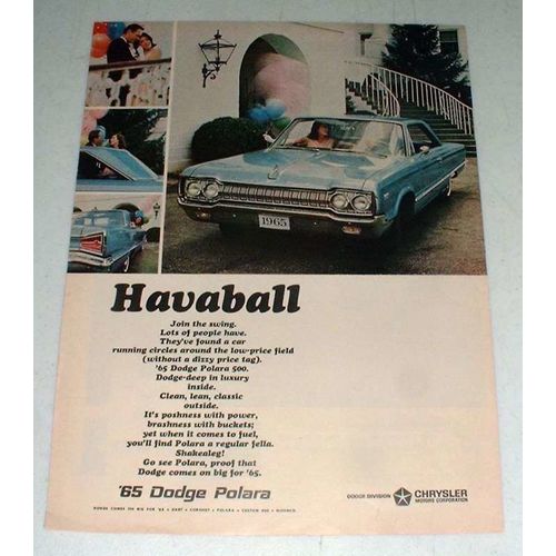 1965 Dodge Polara Car Ad - Havaball