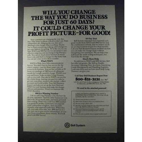 1980 Bell WATS and 800 Service Ad - Will You Change
